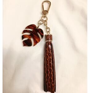 Brahmin Palm Leaf Tassel in HTF Nutmeg Janeway